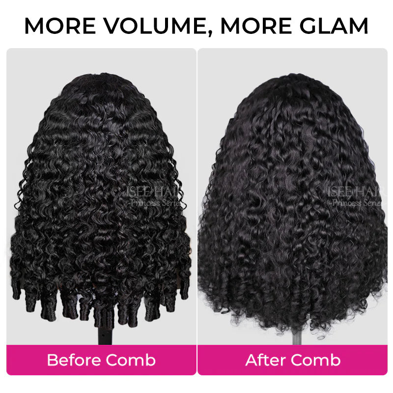 Burmese Curly Half Wig InvisiFit Strap Human Hair Wear Go Glueless Wig for Beginners