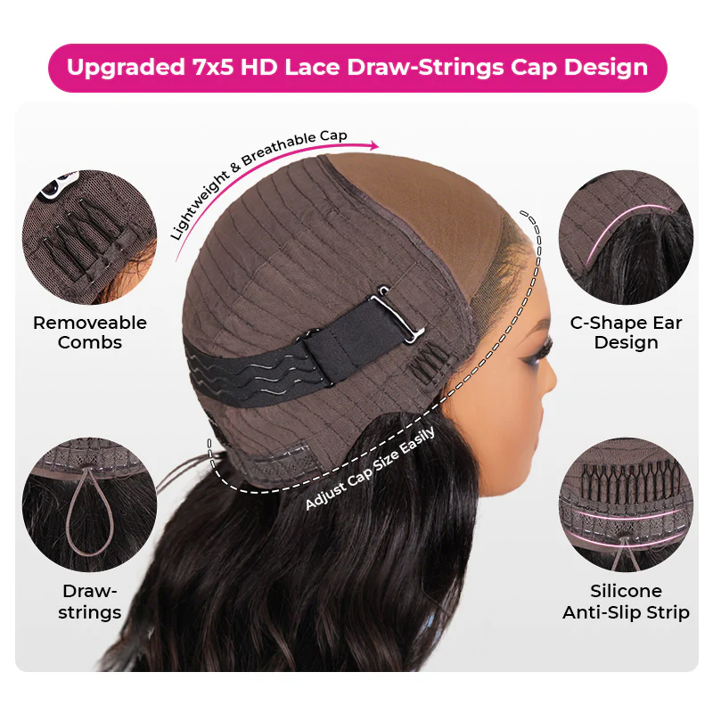 Burmese Curly  Burmese Curly Human Hair Wear Go 7x5 HD Lace Wig InvisiFit Strap Glueless Wig for Beginners