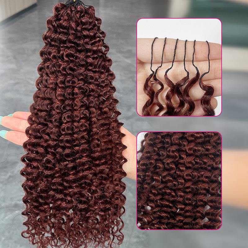 New In Reddish Brown Kinky Curly Crochet Human Hair for Boho Braid Styles Plush Texture Time-Saving Wear