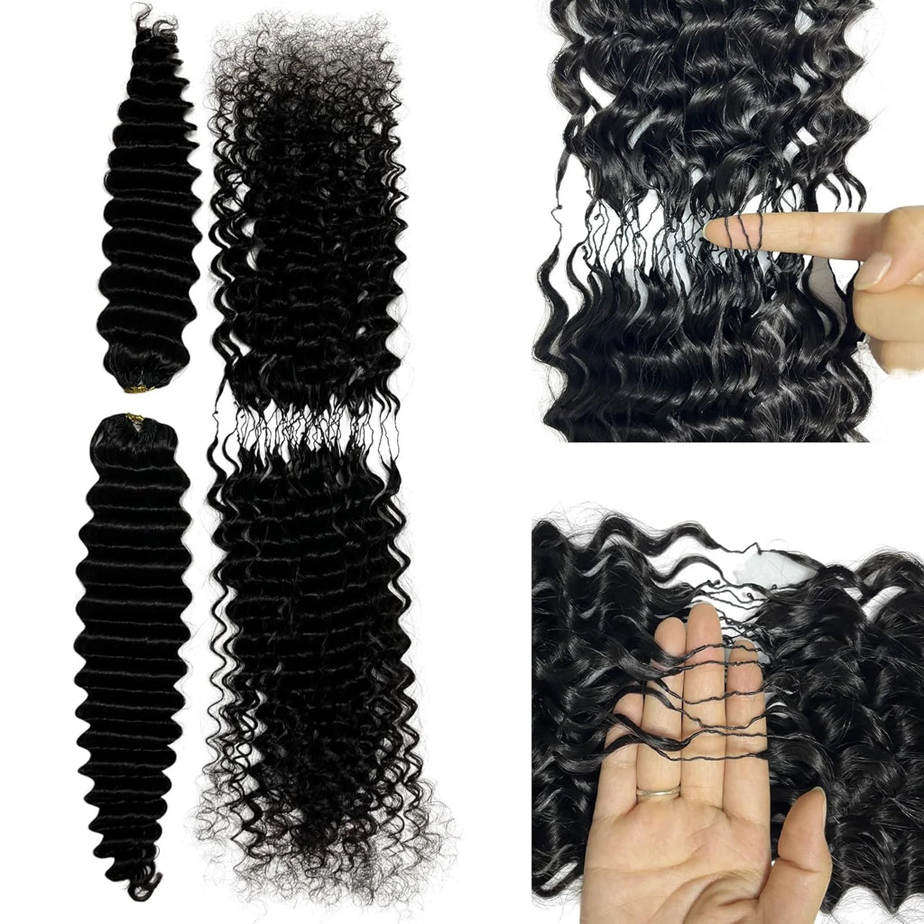 Crochet Hair  Deep Curly Crochet Human Hair, Miracle Knots Friendly for Boho Braids ¨C Defined Curls Time-Saving Setup