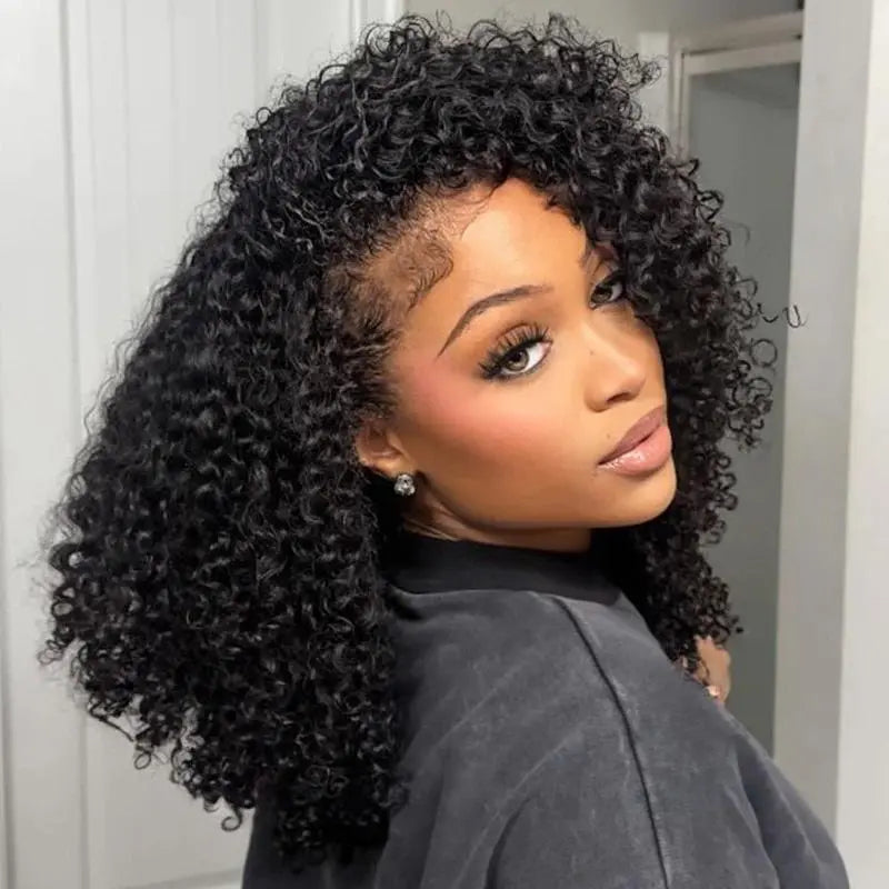 HAIR 250% Kinky Curly Wear & Go Half Wig, Glueless Human Hair Wig