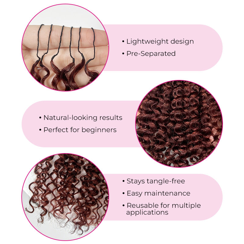 New In Reddish Brown Kinky Curly Crochet Human Hair for Boho Braid Styles Plush Texture Time-Saving Wear