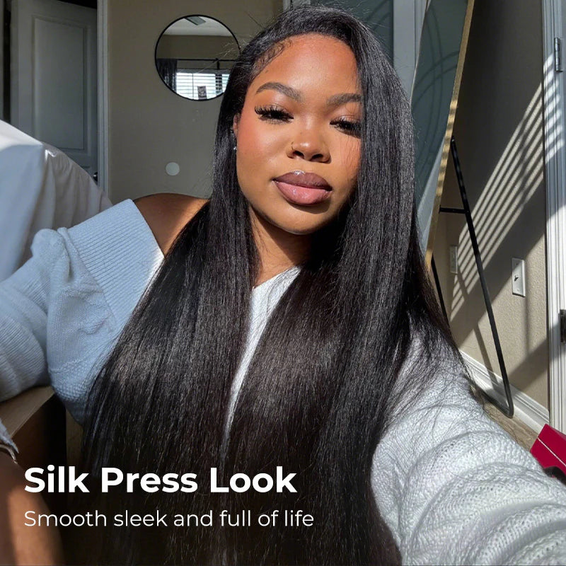 Minimum Leave Out [WEAR GO HALF WIG]  Invisible Hairline Half Wig Kinky Straight Flip Over Wig For Beginner