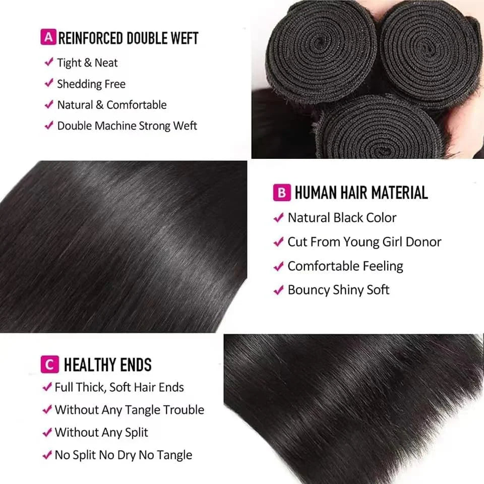 HAIR Straight Hair Bundles 10A Grade 100% Human Virgin Hair unprocessed