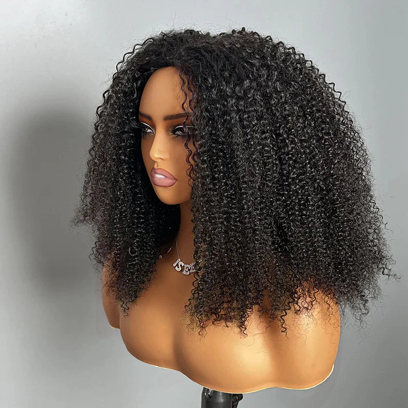 Short Hair Friendly [WEAR GO HALF WIG]  Afro Curly Draw-strings Half Wig Real Hairline InvisiFit Strap Flip Over Wig