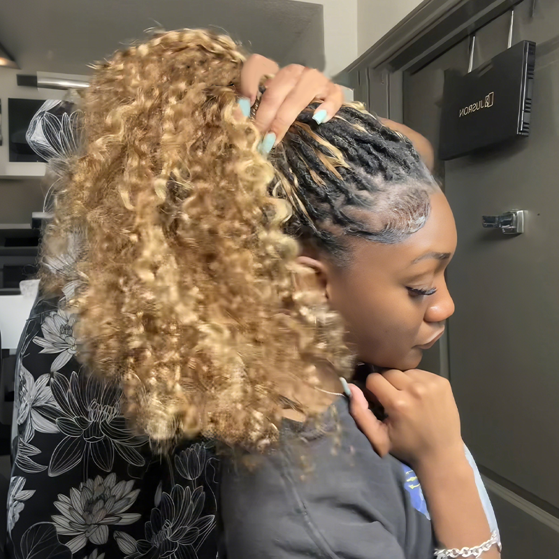 Pop Color Set  New In Highlight Burmese Curly Crochet Human Hair for Boho Braids Plush Texture Time-Saving Wear