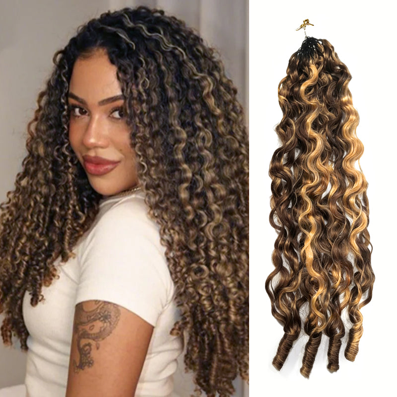 Pop Color Set  New In Highlight Burmese Curly Crochet Human Hair for Boho Braids Plush Texture Time-Saving Wear