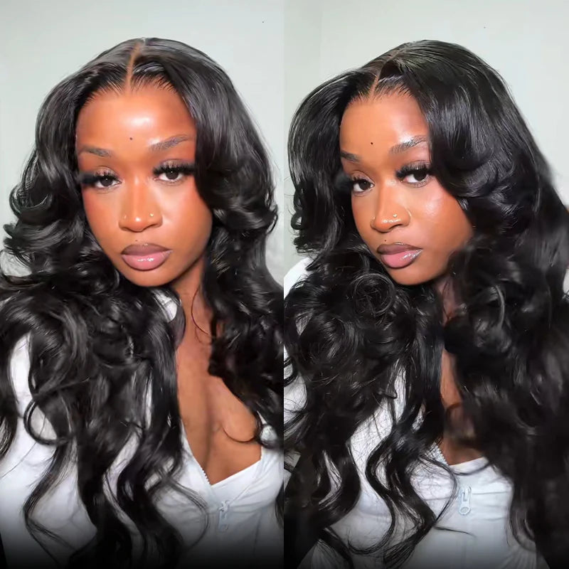 Layer Cut  M-Cap Face-Framing Layered Cut Body Wave 9x6 Wear Go Glueless Wig With Curtain Bangs Pre Bleached Mini Knots Pre-Cut HD Lace Wig