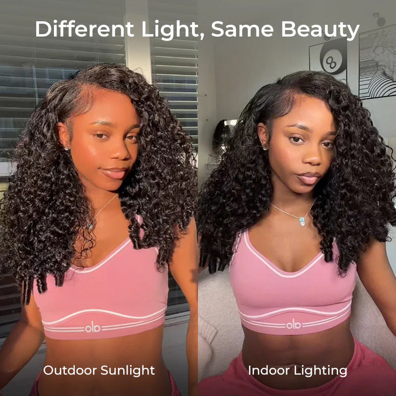 Burmese Curly  Hand Tied V Part Burmese Curly InvisiFit Strap Wear Go Glueless Wig With Elastic Draw-strings Beginner Friendly