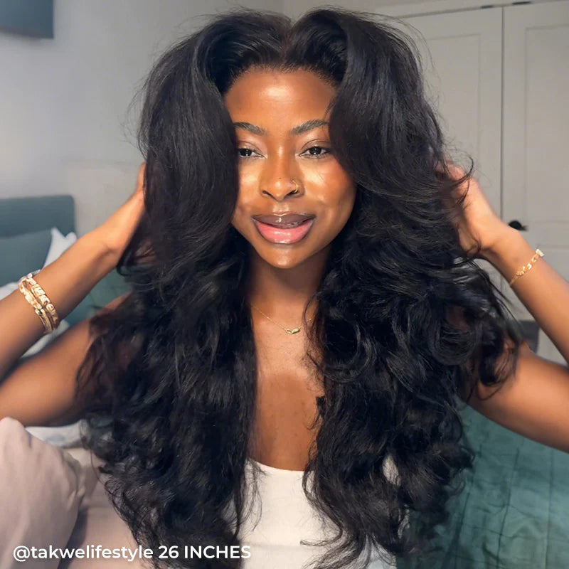 Full 13x6  New In 13x6 Wear Go Kinky Straight Layered Cut Glueless Wig BD Lace Pre-Cut Lace Front Wig Real Ear To Ear With Invisi Draw-string Wig