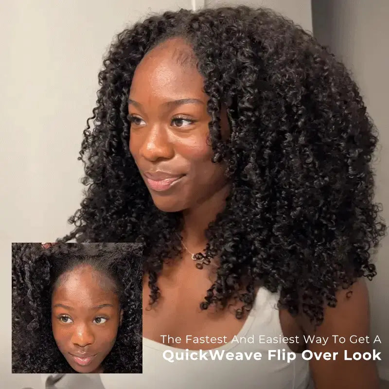 HAIR 250% Kinky Curly Wear & Go Half Wig, Glueless Human Hair Wig