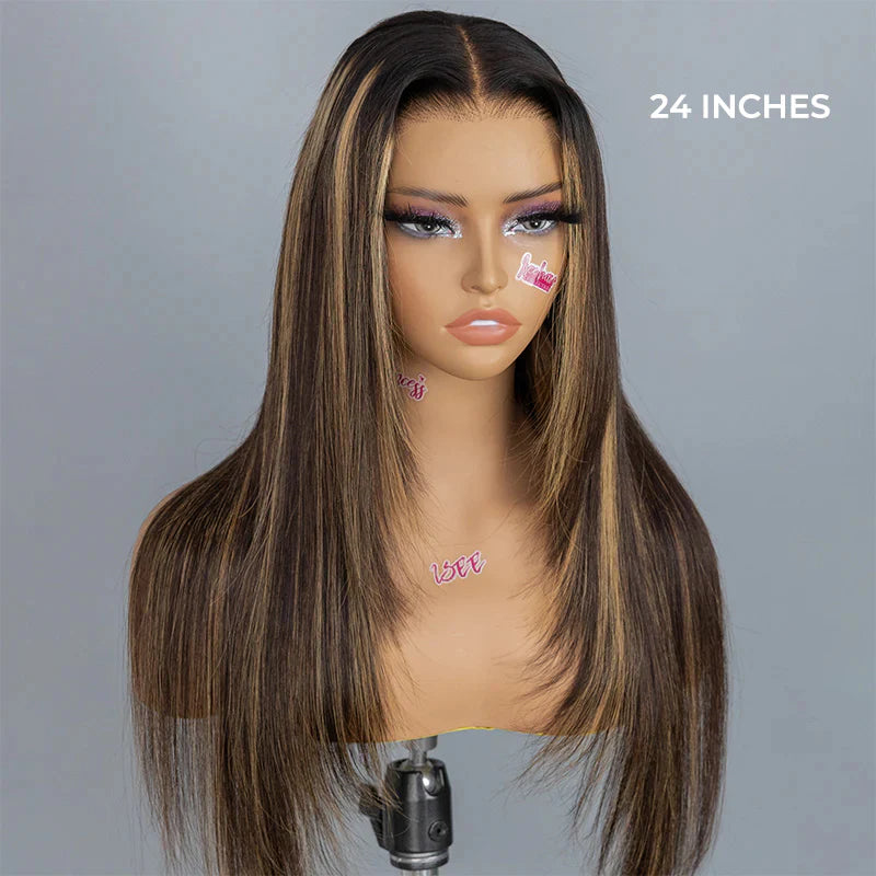 Layered Cut  Layered Cut Brown Balayage Highlight Straight Wear Go Glueless Wig