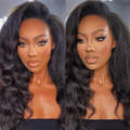 Minimum Leave Out [WEAR GO HALF WIG]  Invisible Hairline Half Wig Kinky Straight Flip Over Wig For Beginner