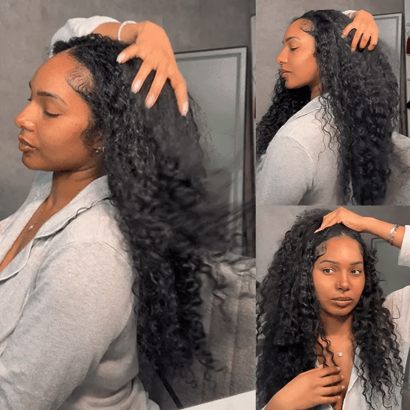 Burmese Curly  Hand Tied V Part Burmese Curly InvisiFit Strap Wear Go Glueless Wig With Elastic Draw-strings Beginner Friendly