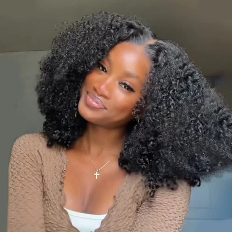Wear Go V5  Wear Go V5 | Tiny Knots Pre Bleached Upgraded Kinky Curly Pre Cut HD Lace Glueless Wig