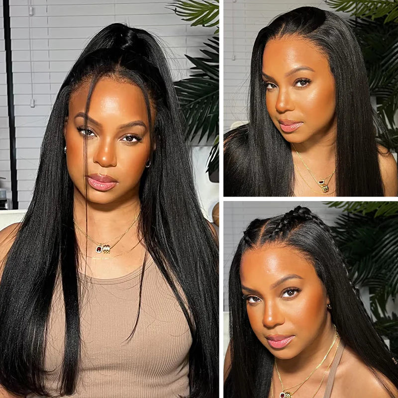 9*6 M Cap  M-Cap 9x6 Wear Go Yaki Straight Glueless Wig Pre Bleached Tiny Knots Kinky Straight HD Lace Wig