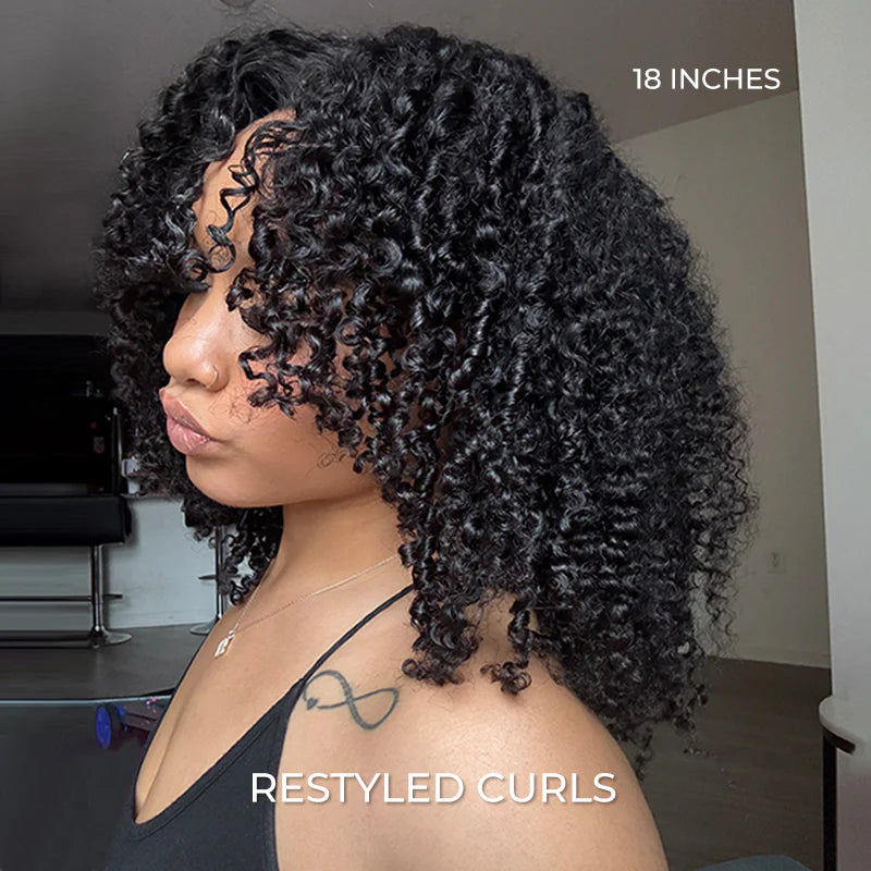 Wear Go V5  Wear Go V5 | Tiny Knots Pre Bleached Upgraded Kinky Curly Pre Cut HD Lace Glueless Wig