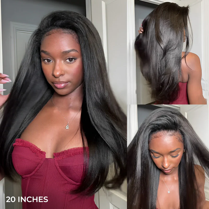 Minimum Leave Out [WEAR GO HALF WIG]  Invisible Hairline Half Wig Kinky Straight Flip Over Wig For Beginner