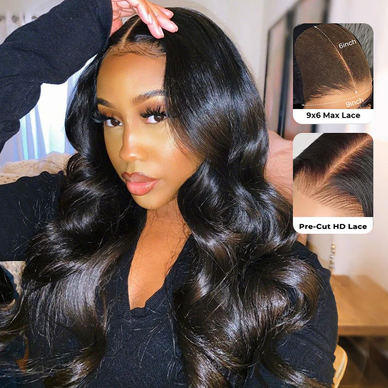 9*6 M Cap  M-Cap Body Wave 9x6 Wear Go Glueless Wig Pre Bleached Tiny Knots HD Lace Wig