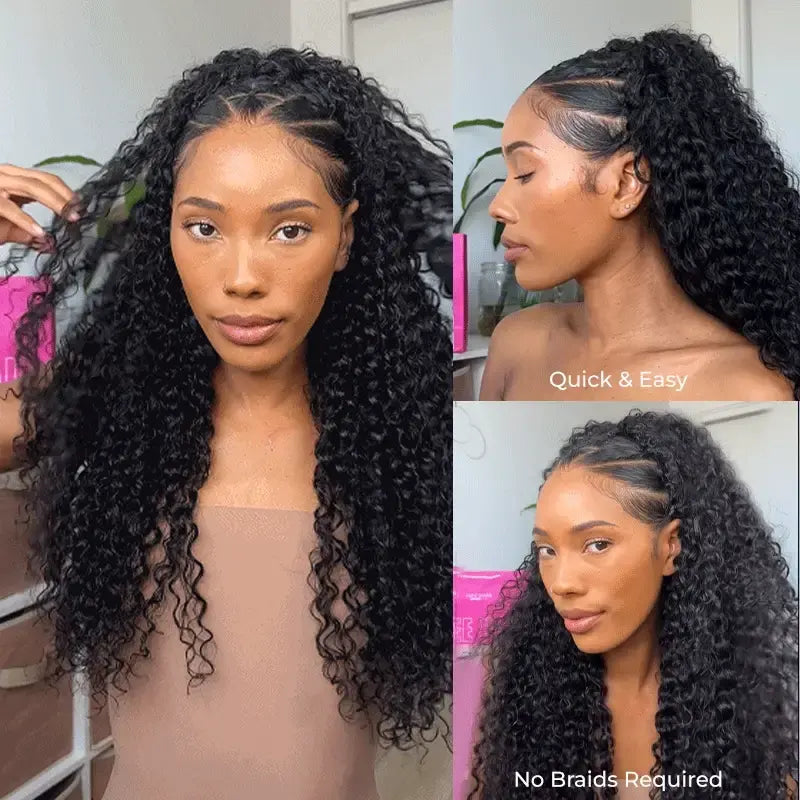 HAIR 250% Water Wave Wear & Go Half Wig, Glueless Human Hair