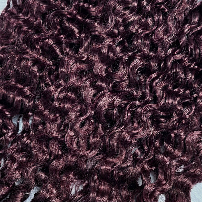 Burmese Curly  New In Blackcurrant Brunette Burmese Curly Crochet Human Hair for Boho Braids Invisible Miracle Knots Style