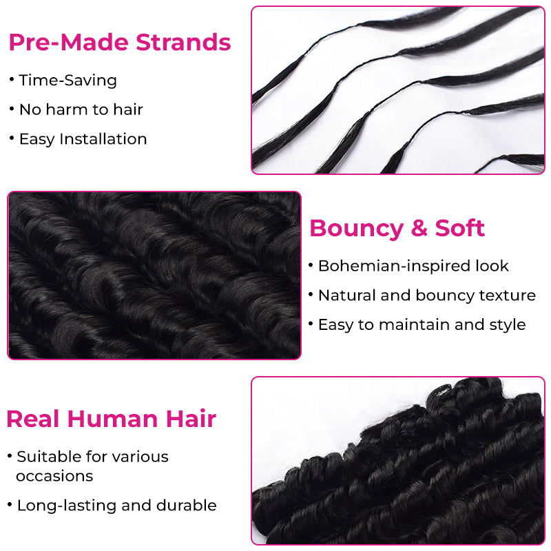 Crochet Hair  Loose Deep Crochet Human Hair for Boho Braid Styles Miracle Knots Compatible Time-Saving & Lightweight