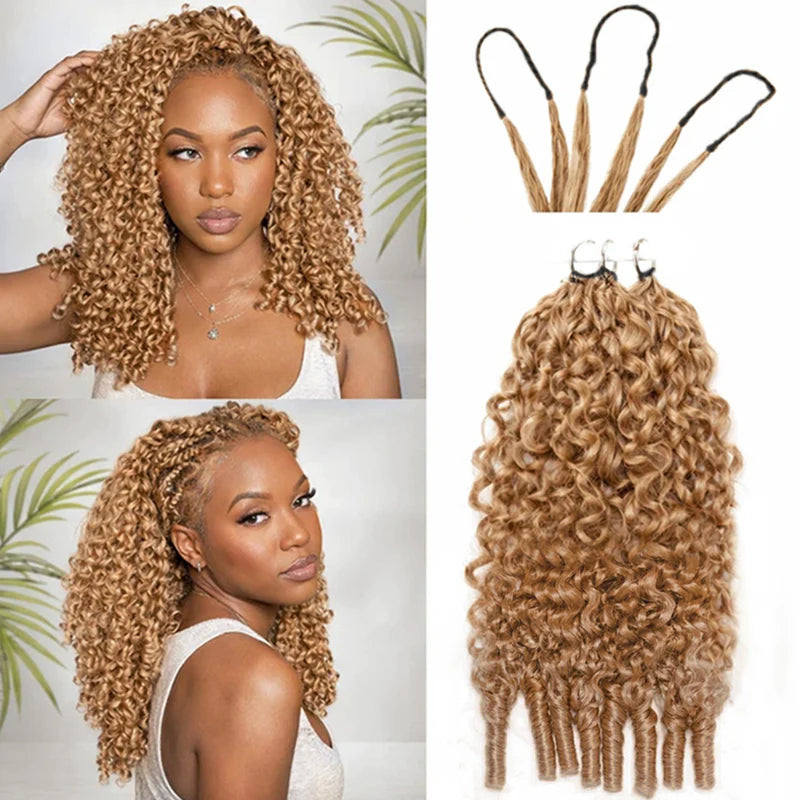 Burmese Curly  New In Color #27 Honey Blonde Burmese Curly Crochet Human Hair for Miracle Knots Plush Texture Time-Saving Wear