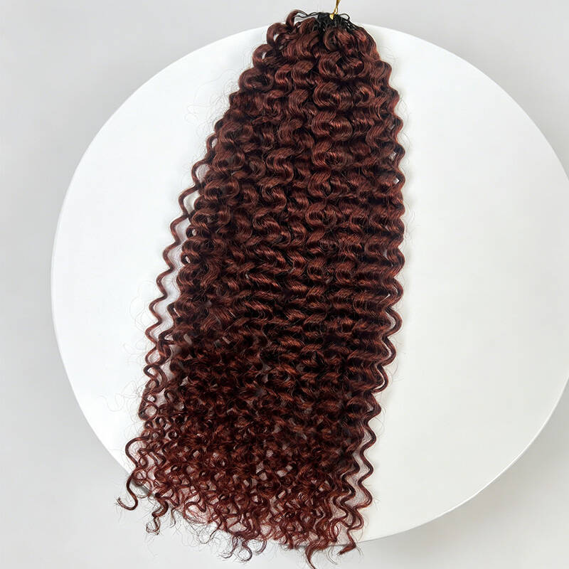 New In Reddish Brown Kinky Curly Crochet Human Hair for Boho Braid Styles Plush Texture Time-Saving Wear