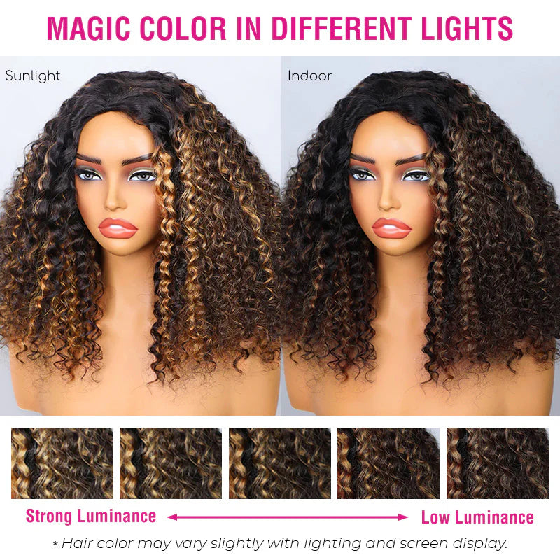 Perfect for Short Hair [WEAR GO HALF WIG]  Highlight Water Wave Half Wig InvisiFit Strap Flip Over Wig