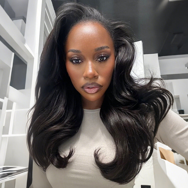 Minimum Leave Out  New In Invisible Hairline Half Wig Body Wave Flip Over Wig For Beginner