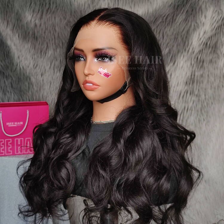 Pre Bleached Knots Body Wave Human Hair Wig Invisible HD Lace Front Wig