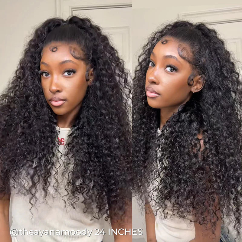 Invisi-Drawstring  Invisi Draw-strings 360 Water Wave Pre-Cut Lace Wear Go Wig Pre-Bleached Knots InvisiFit Strap Glueless Wigs