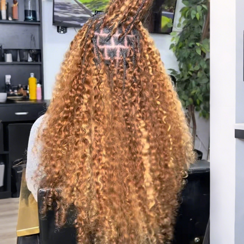 Pop Color Set  New In Highlight Burmese Curly Crochet Human Hair for Boho Braids Plush Texture Time-Saving Wear