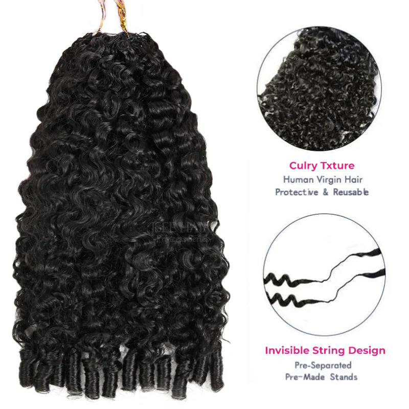 Pop Color Set  Pro-Mix Bundle Deal Burmese Curly Feather Crochet Human Hair - Natural Black Base & 1 Color Bundle for Miracle Knots