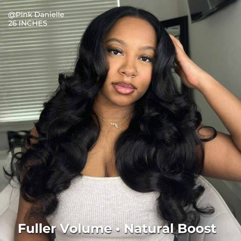 Upgraded Dome Cap  New In 250% Density Pre-Styled Butterfly Cut Layered U/V Part Sew In Wig Natural Black Human Hair Wigs