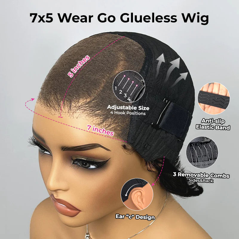 Wear Go Blow Out Straight Bob 7x5 Transparent Lace Glueless Wig Pre-Bleached Tiny Knots