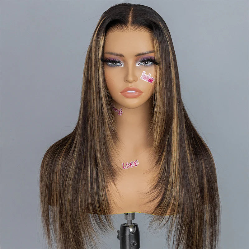 Layered Cut  Layered Cut Brown Balayage Highlight Straight Wear Go Glueless Wig