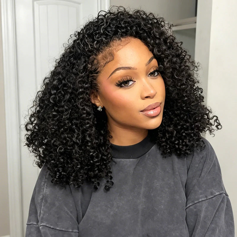 HAIR 250% Kinky Curly Wear & Go Half Wig, Glueless Human Hair Wig