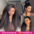 360 Glueless  Invisi Draw-strings Kinky Straight 360 Glueless Wig Pre-Cut Lace InvisiFit Strap Wear Go Wig