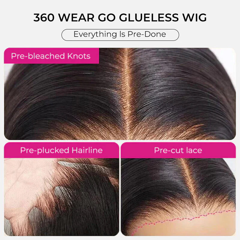 360 Glueless  Invisi Draw-strings Kinky Straight 360 Glueless Wig Pre-Cut Lace InvisiFit Strap Wear Go Wig