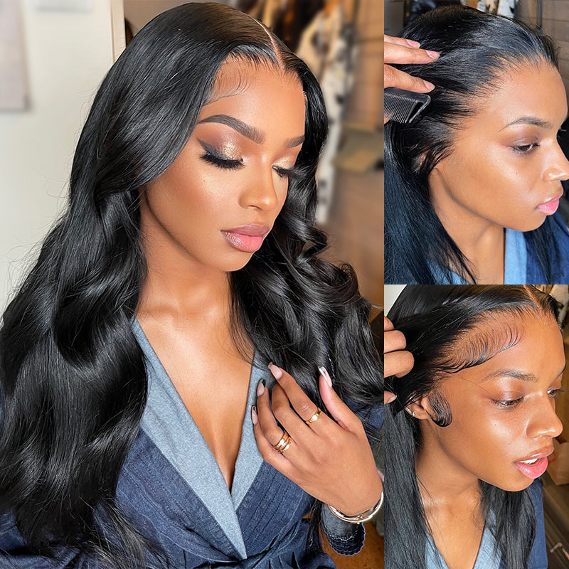 13*4 HD  Undetectable HD Lace Body Wave Human Hair Wigs Pre-Plucked Pre-Bleached 13x4 Lace Front Wigs
