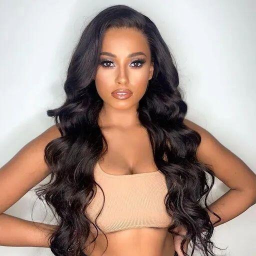 Pre Bleached Knots Body Wave Human Hair Wig Invisible HD Lace Front Wig