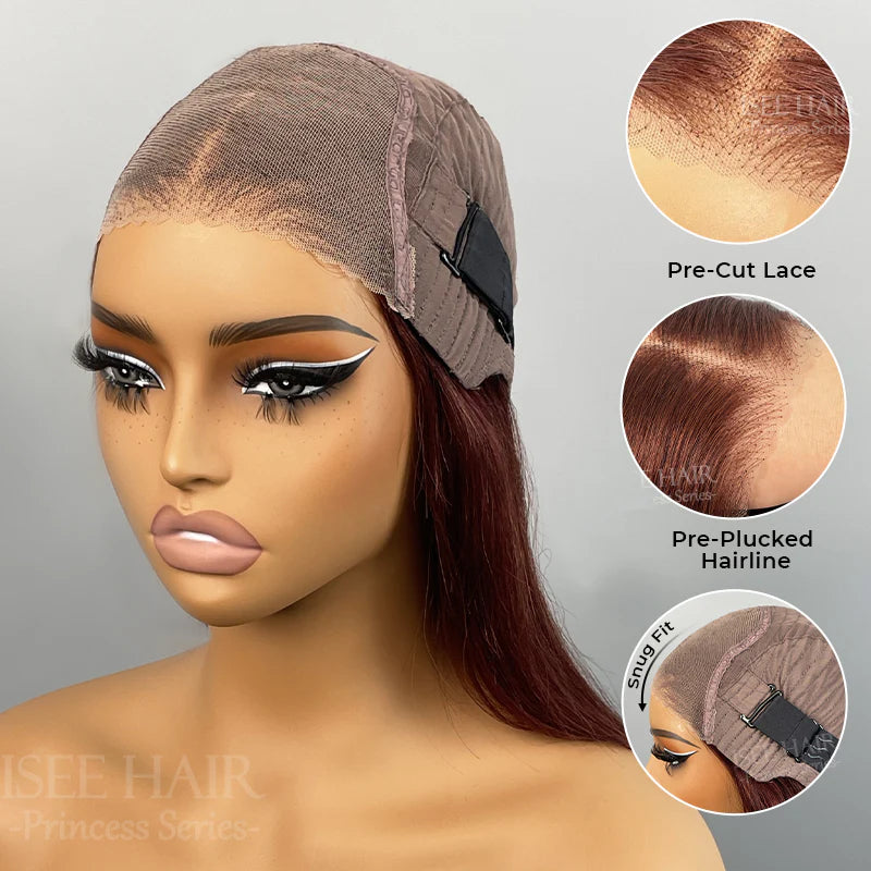 NEW  Reddish Brown Color Wear Go Straight Pre-Cut Lace Bob Glueless Wig