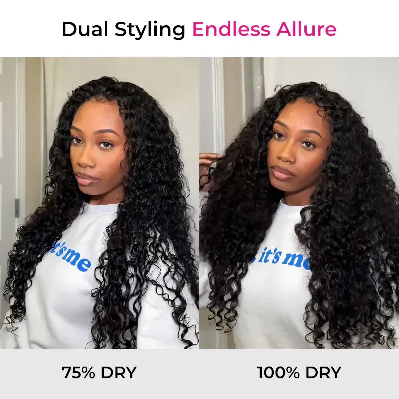 HAIR 250% Water Wave Wear & Go Half Wig, Glueless Human Hair