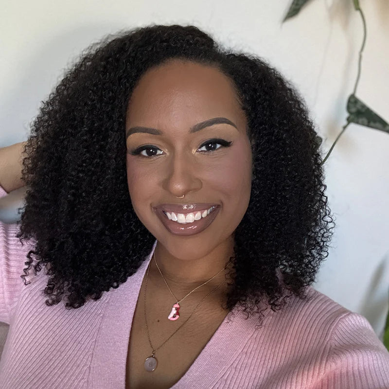 InvisiFit Strap  Afro Curly V Part Wig With Elastic Draw-strings Protective Style InvisiFit Strap Glueless Wig