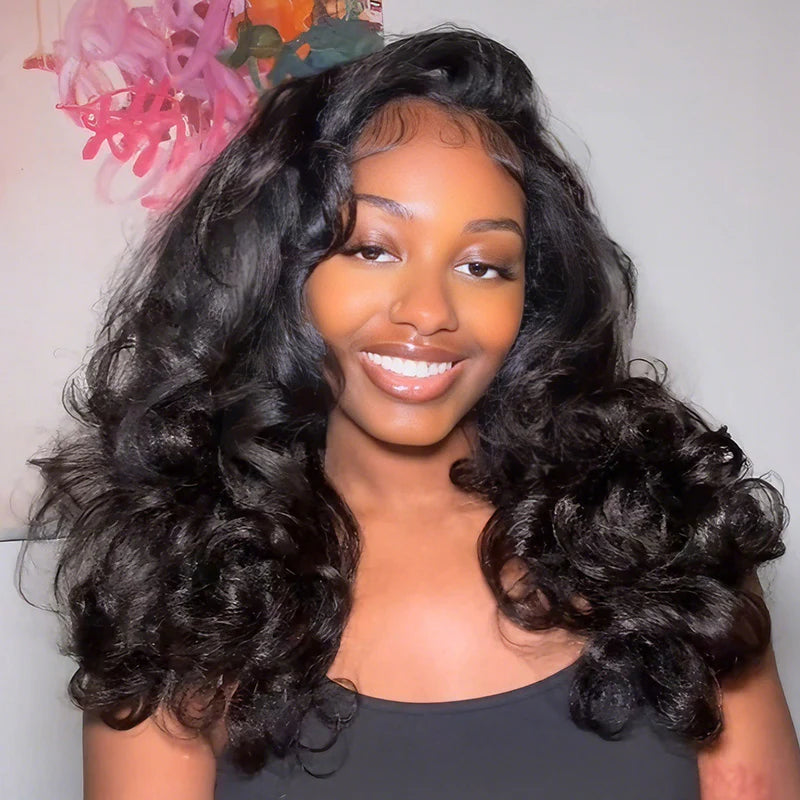 Upgraded Dome Cap  Layered Cut Blow Out Kinky Straight U Part Sew In Wig Natural Color