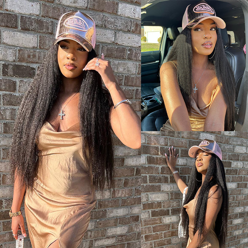 Kinky Straight 13x4 HD Lace Front Wig Unprocessed Human Hair Wigs
