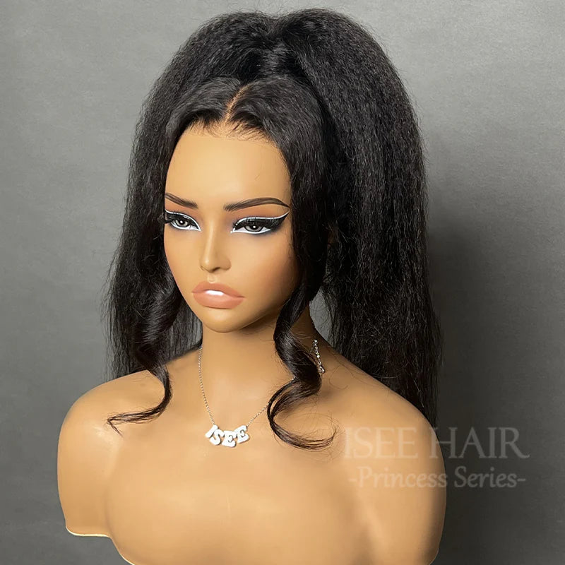 360 Glueless  Invisi Draw-strings Kinky Straight 360 Glueless Wig Pre-Cut Lace InvisiFit Strap Wear Go Wig