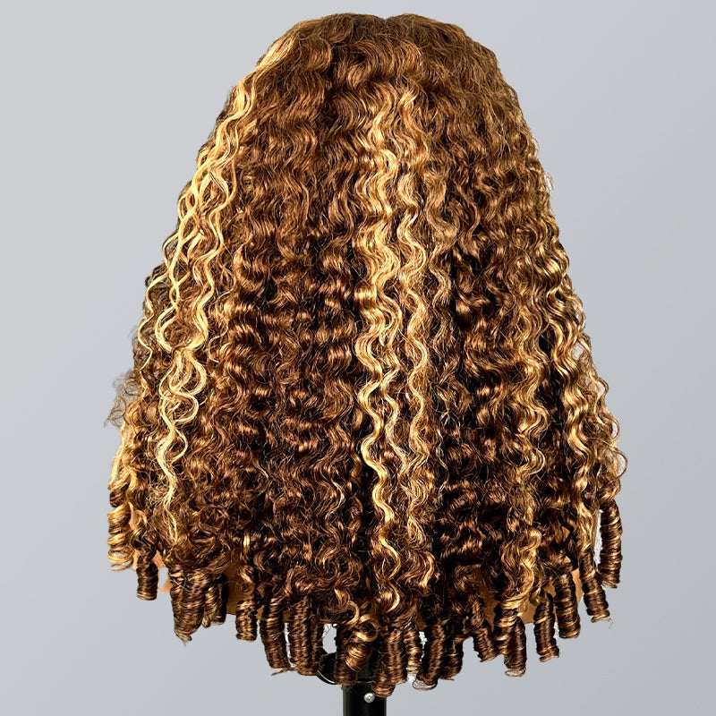 9x6 M Cap  M-Cap Highlight Burmese Curly 9x6 Wear Go InvisiFit Strap Glueless 250% Density Lace Wig