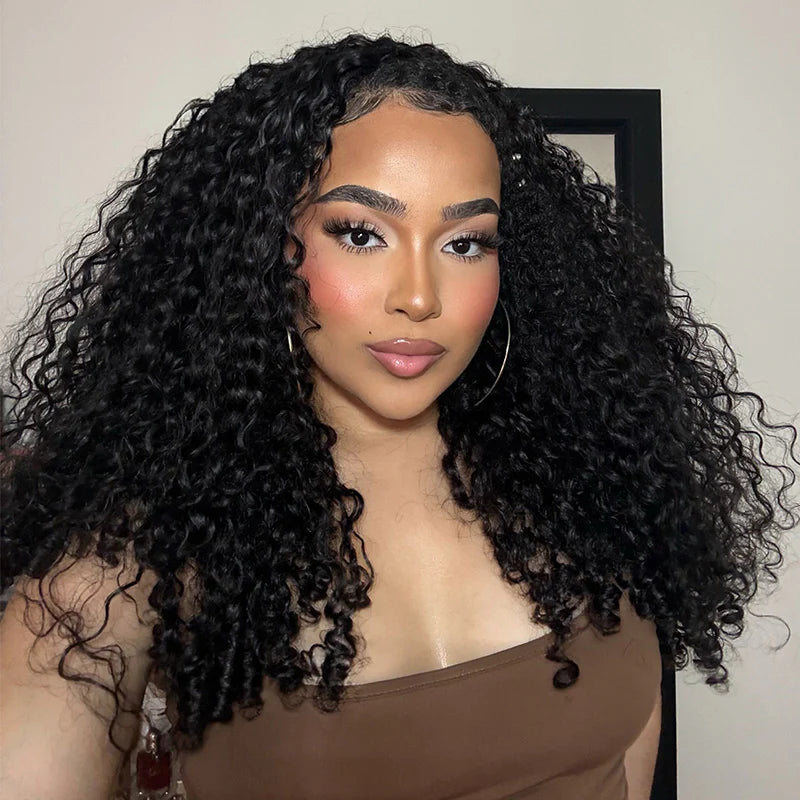 Burmese Curly Half Wig InvisiFit Strap Human Hair Wear Go Glueless Wig for Beginners